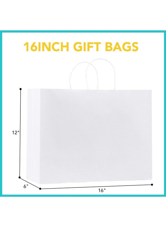 Gift Bags White Paper Bags 50Pcs 16X6X12 Inches Kraft Paper Bags With Handles Bulkshopping Bags For Grocery Merchandiselarge Recycled Paper Bagsretail Bags For Small Business
