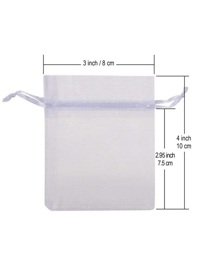 100Pcs White Organza Jewelry Bags Drawstring 3 X 4 Inch Little Mesh Gift Pouches Mini Candy Bags For Small Presents Jewelry Earrings