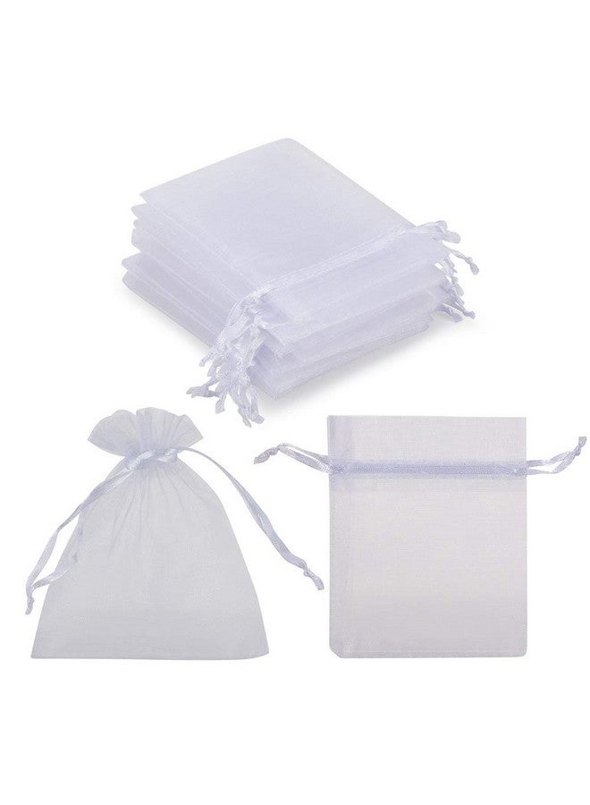 100Pcs White Organza Jewelry Bags Drawstring 3 X 4 Inch Little Mesh Gift Pouches Mini Candy Bags For Small Presents Jewelry Earrings