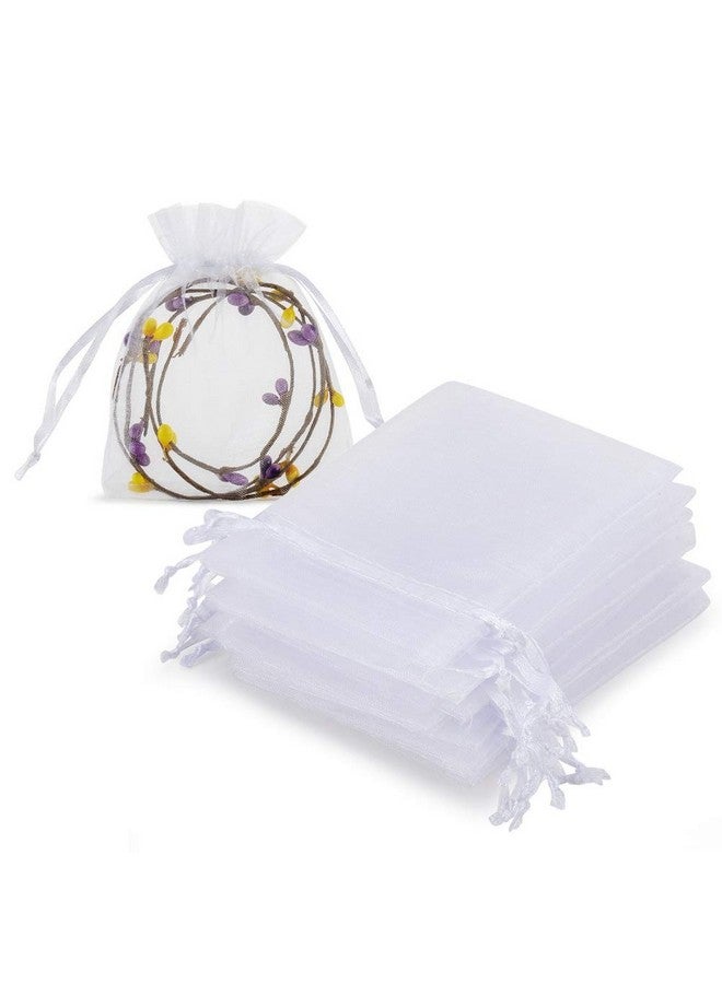 100Pcs White Organza Jewelry Bags Drawstring 3 X 4 Inch Little Mesh Gift Pouches Mini Candy Bags For Small Presents Jewelry Earrings