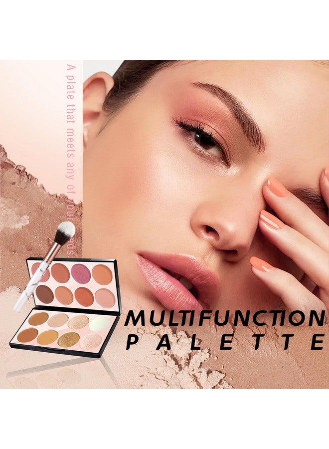 16 Colors Blush Contour Highlighter Makeup Palette With Brush Matte Mineral Face Blush Powder For Cheek Bright Shimmer Illuminator Bronzer Professional Facial Beauty Makeup Blushes Set