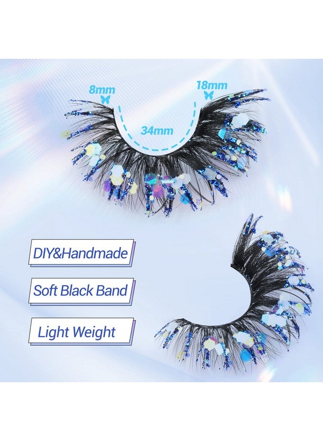 Glitter Lashes Colored False Eyelashes Wispy Lashes 5 Pairs Dramatic Lashes Cat Eye Festival Lashes Pack 5 Style By Zegaine
