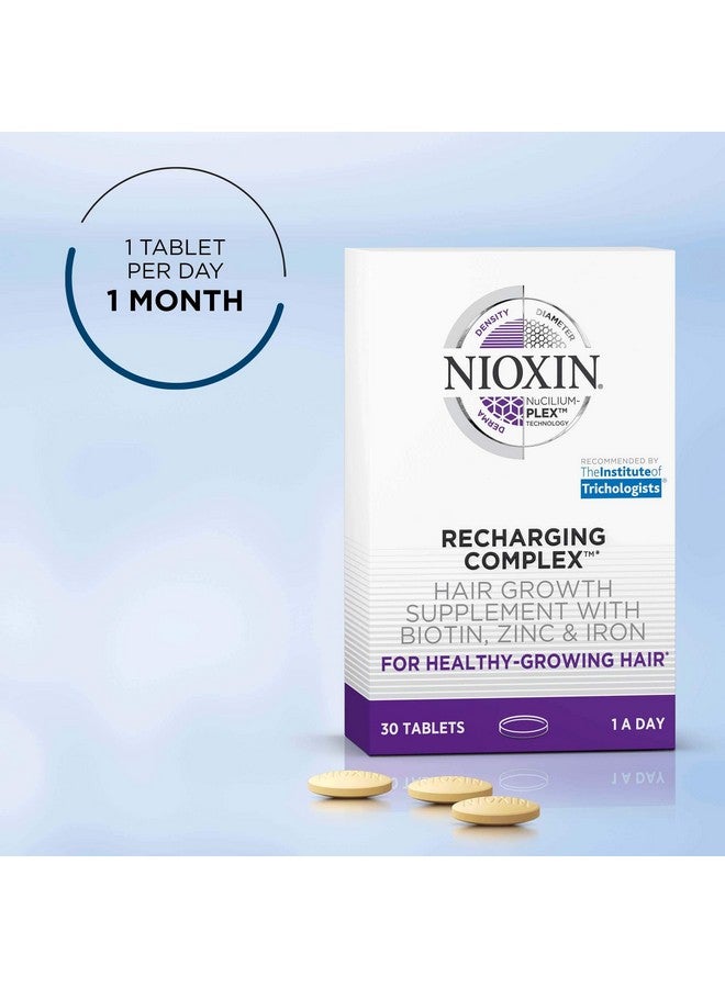 Recharging Complex Daily Vitamin For Healthy Hair Nails And Skin Biotin Zinc & Iron Nongmo & Gluten Free 30 Count