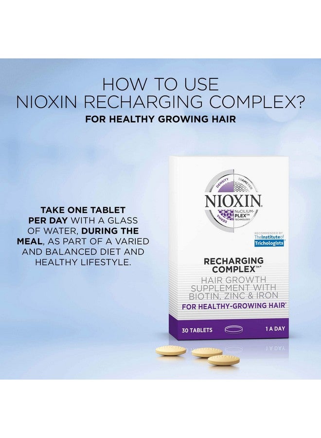 Recharging Complex Daily Vitamin For Healthy Hair Nails And Skin Biotin Zinc & Iron Nongmo & Gluten Free 30 Count