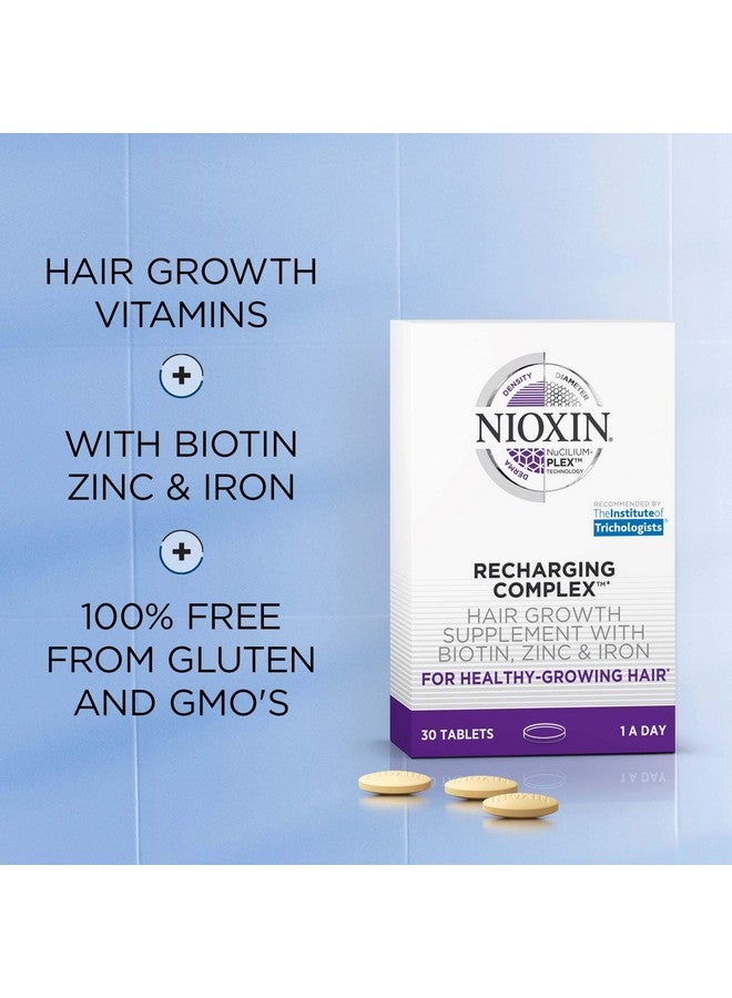 Recharging Complex Daily Vitamin For Healthy Hair Nails And Skin Biotin Zinc & Iron Nongmo & Gluten Free 30 Count