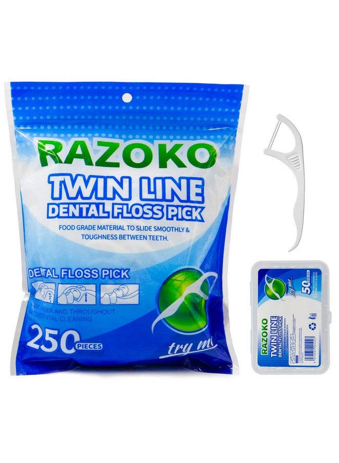 Twinline Dental Floss Picks High Toughness Toothpicks Sticks With Portable Cases 250Pcs