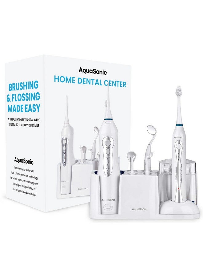 Home Dental Center Rechargeable Power Toothbrush & Smart Water Flosser Complete Family Oral Care System 10 Attachments And Tips Included Various Modes & Timers (White)