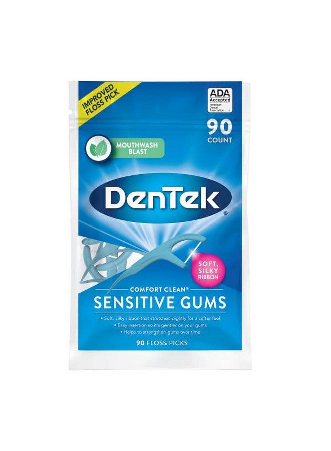 Comfort Clean Sensitive Gums Floss Picks Soft & Silky Ribbon 90 Count (Pack Of 4)