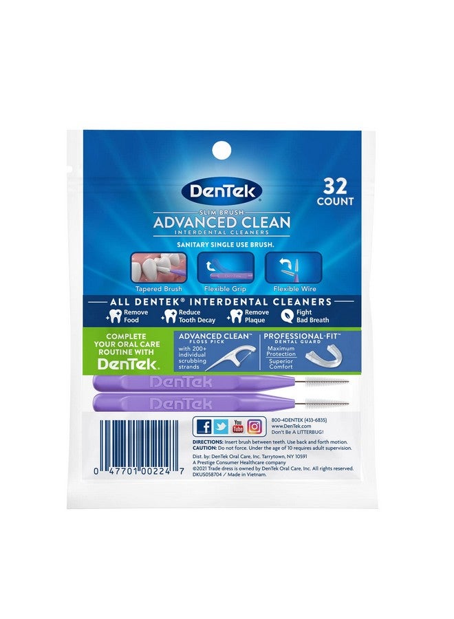 Dentek Slim Brush Cleaners 32 Each (Pack Of 4)