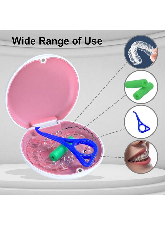 Aligner Case Retainer Case Braces Box 1 Piece Orthodontic Box (White + Rose Red Silicone).