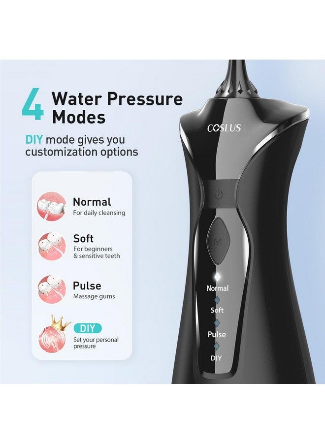 Water Dental Flosser Pick For Teeth 4 Modes Cordless Portable 300Ml Larger Tank Water Teeth Cleaner Ipx7 Waterproof Oral Irrigator Professional Flossing Cleaning Picks For Home Travel Fc5360