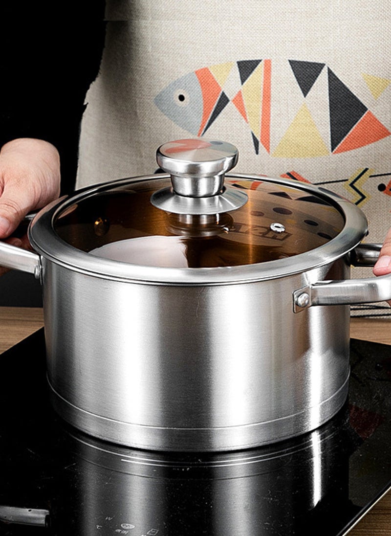 3-Piece Stainless Steel Thickened Pot Set 18cm Soup Pot 22cm Milk Pot 26cm Frying Pan