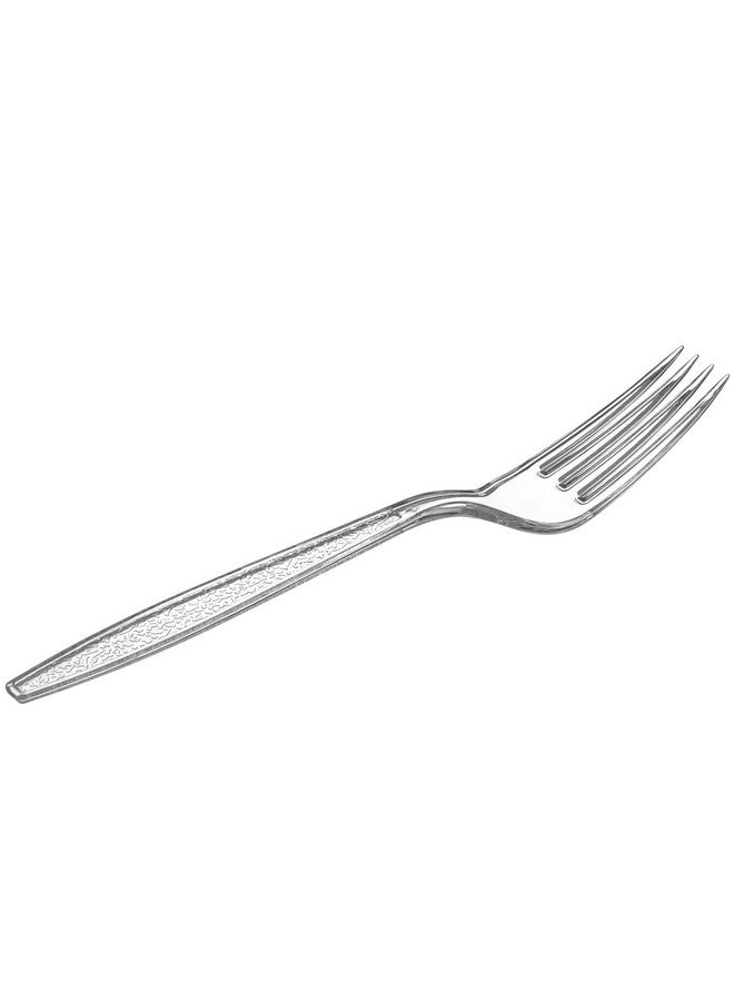 [300 Pack] Heavyweight Disposable Clear Plastic Forks Engraved Design