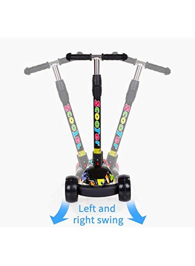 Kids Adjustable Height 3 Wheel Non-Toxic Foldable Scooter With Light-Up Wheels, 27x60x20cm