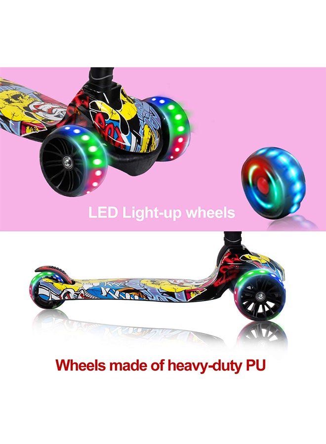 Kids Adjustable Height 3 Wheel Non-Toxic Foldable Scooter With Light-Up Wheels, 27x60x20cm