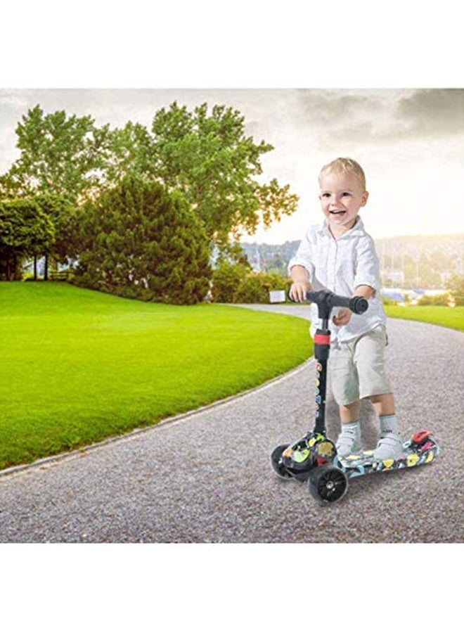 Kids Adjustable Height 3 Wheel Non-Toxic Foldable Scooter With Light-Up Wheels, 27x60x20cm