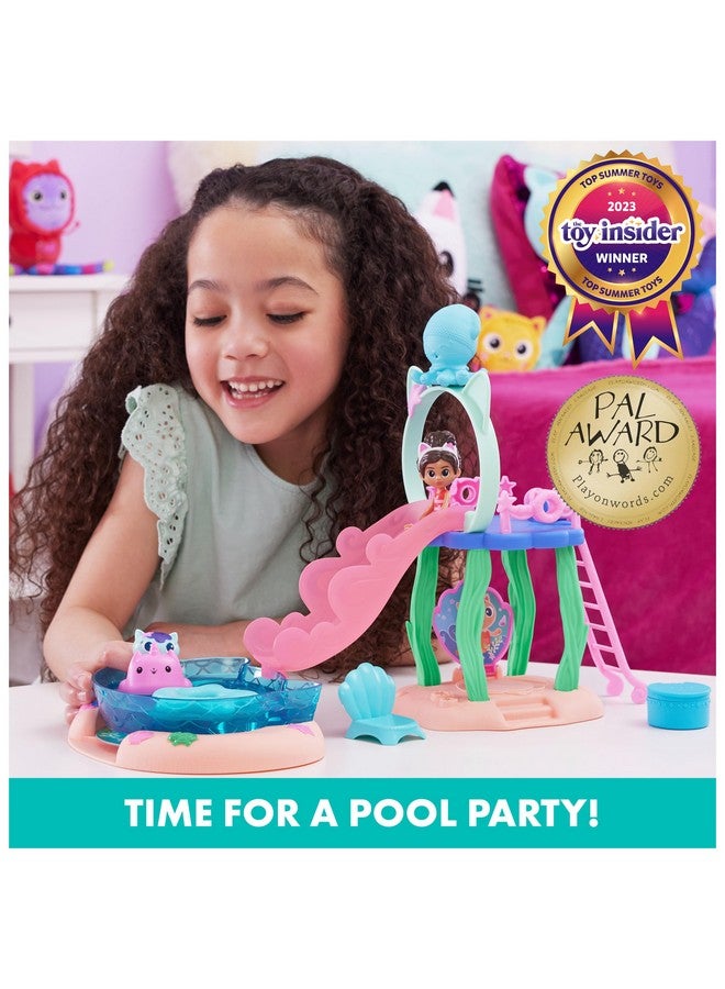 Gabby’S Dollhouse Purrific Pool Playset With Gabby And Mercat Figures Colorchanging Mermaid Tails And Pool Accessories Kids Toys For Ages 3 And Up