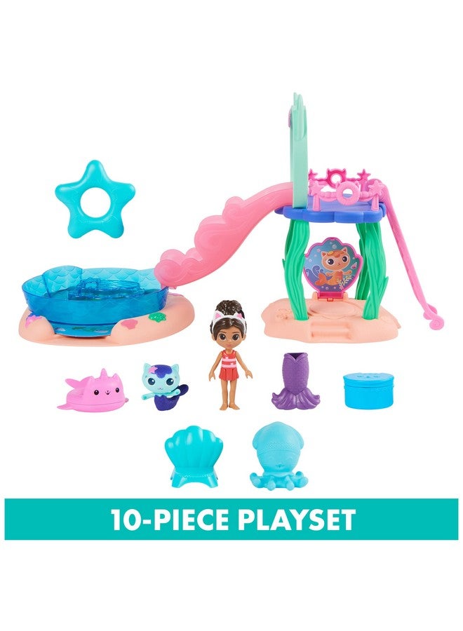 Gabby’S Dollhouse Purrific Pool Playset With Gabby And Mercat Figures Colorchanging Mermaid Tails And Pool Accessories Kids Toys For Ages 3 And Up