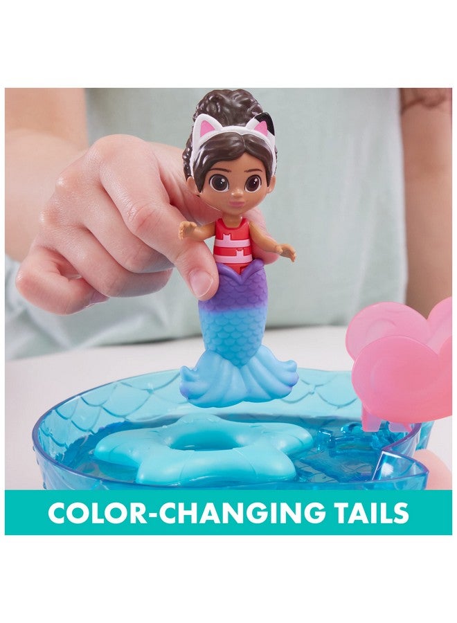 Gabby’S Dollhouse Purrific Pool Playset With Gabby And Mercat Figures Colorchanging Mermaid Tails And Pool Accessories Kids Toys For Ages 3 And Up