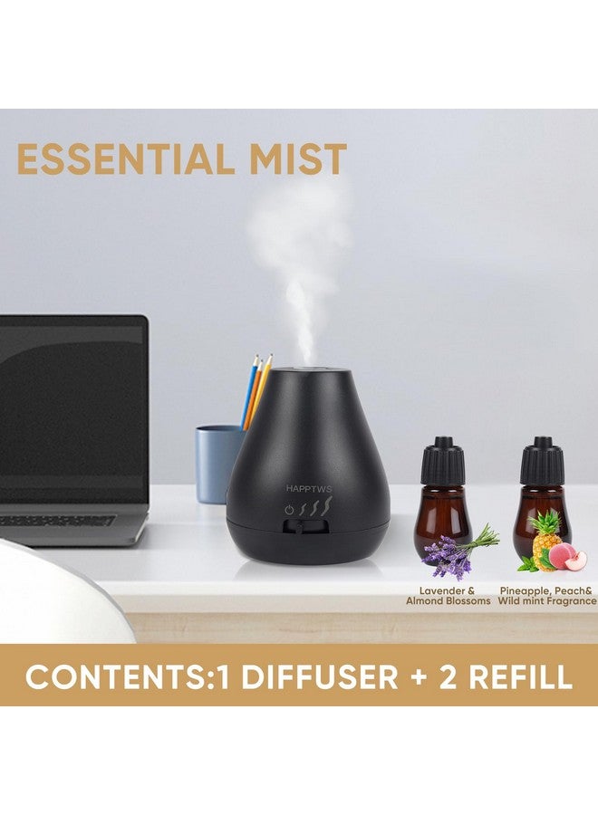Waterless Essential Oil Diffuser 3 Adjustable Fog Levels Rechargeable Suitable For Bedrooms Bathrooms Pet Rooms Cars Black