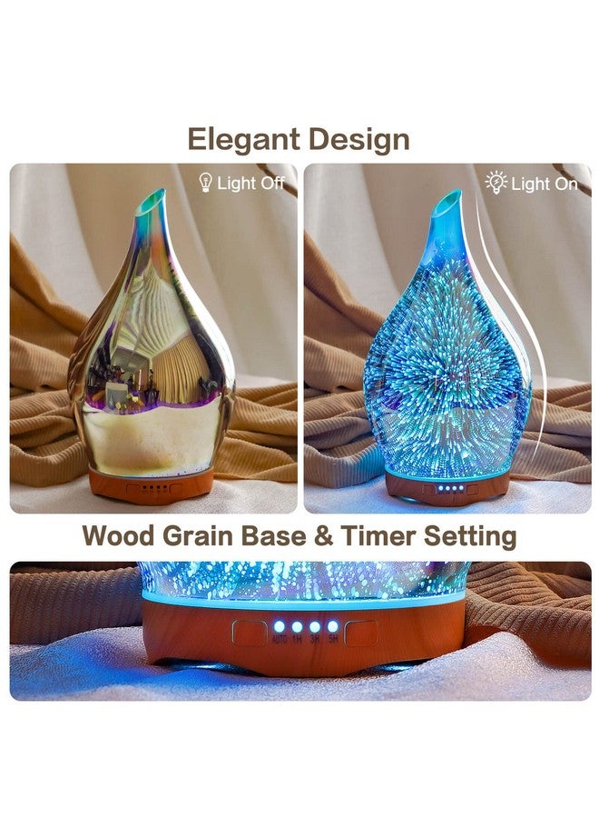 280Ml Essential Oil Diffuser 3D Handblown Glass Aroma Diffusor Aromatherapy Unltrasonic Cool Mist Deffuser 7 Color Changing Humidifier Waterless Shutoff Timer Function For Home Office