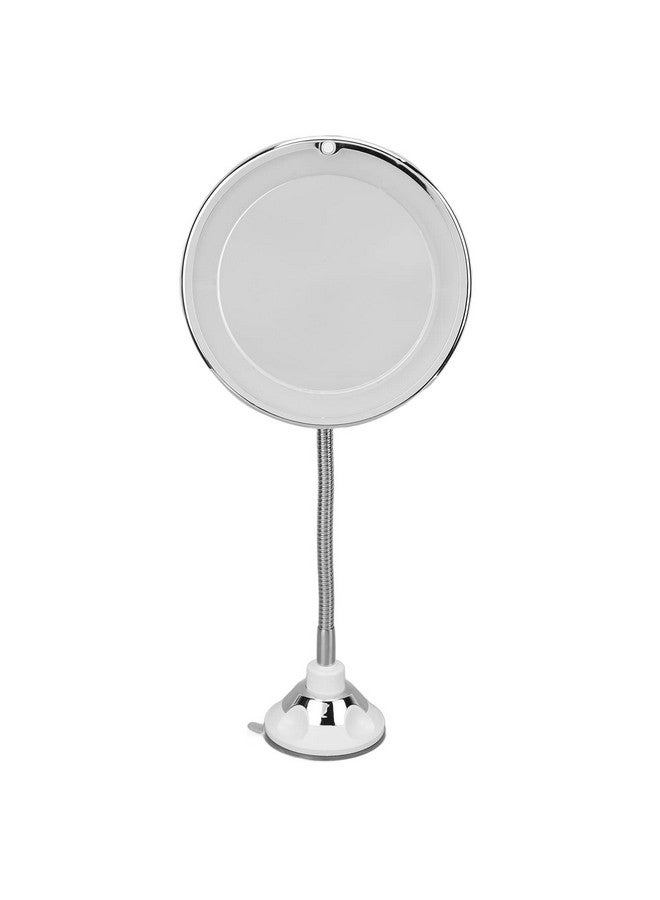 Magnifying Mirror Flexible Gooseneck Led Lighted 10X Magnifying Makeup Mirror With Power Locking Suction Cup 10X Magnification Led Fill Light Suction Cup Adjustable Gooseneck Makeup Mirror