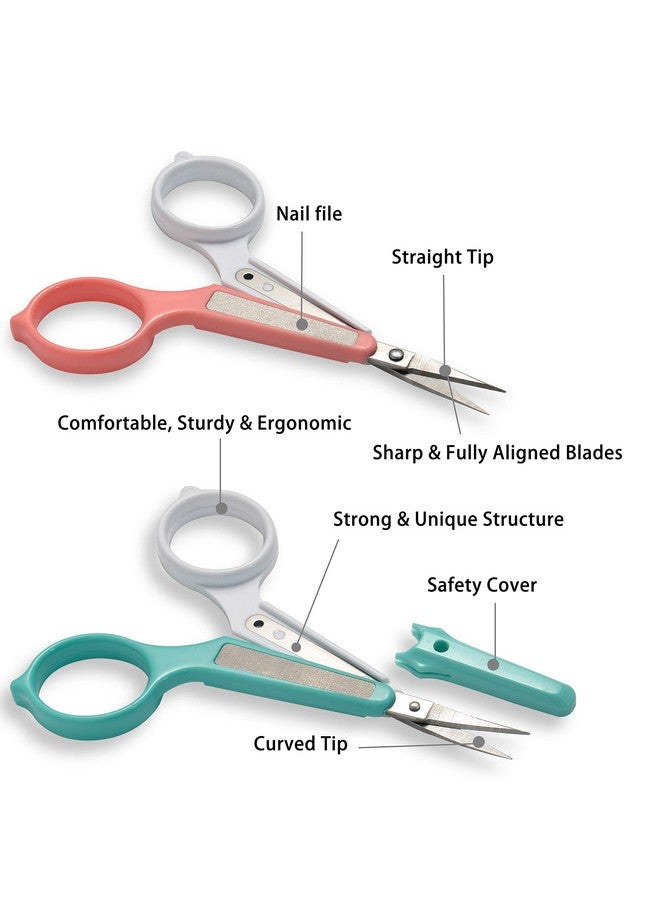 Stainless Steel Curved And Straight Eyebrow Grooming Scissor Set With Safety Cover For Trimming Shaping Eyelash Extensions Eyebrow