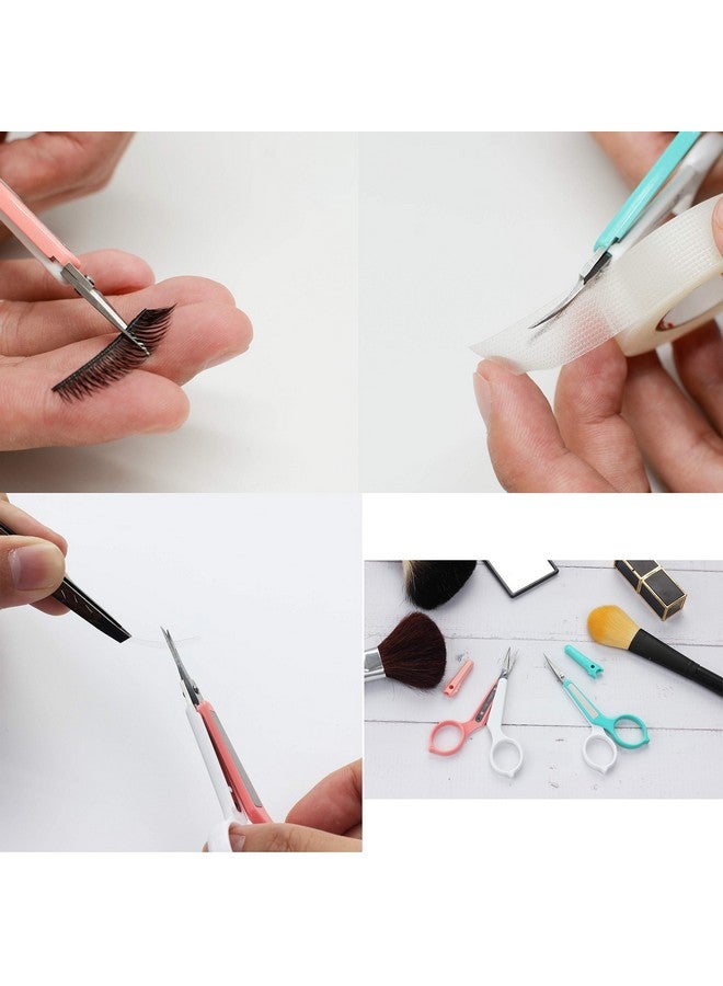 Stainless Steel Curved And Straight Eyebrow Grooming Scissor Set With Safety Cover For Trimming Shaping Eyelash Extensions Eyebrow