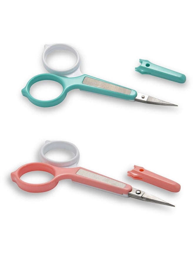 Stainless Steel Curved And Straight Eyebrow Grooming Scissor Set With Safety Cover For Trimming Shaping Eyelash Extensions Eyebrow