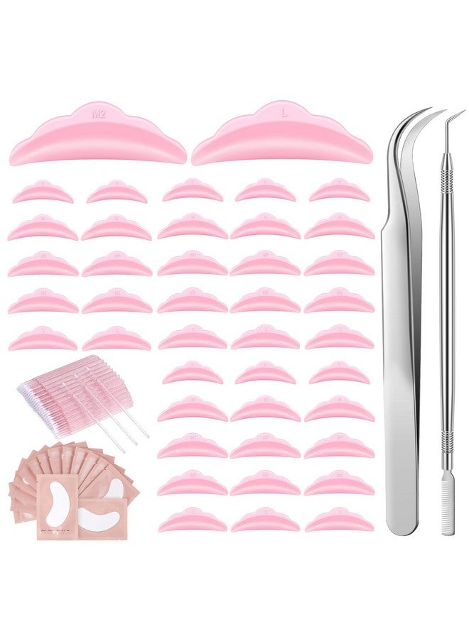 Eye Lash Lift Kit Morgles 50Pcs Lash Lift Rods Silicone Eyelash Pads 1Pcs Eyelash Separator Tool 60Pcs Eye Pads Lash Extensions Curved Lash Tweezer For Eyelash Extensions 50Pcs Micro Cotton Swabs