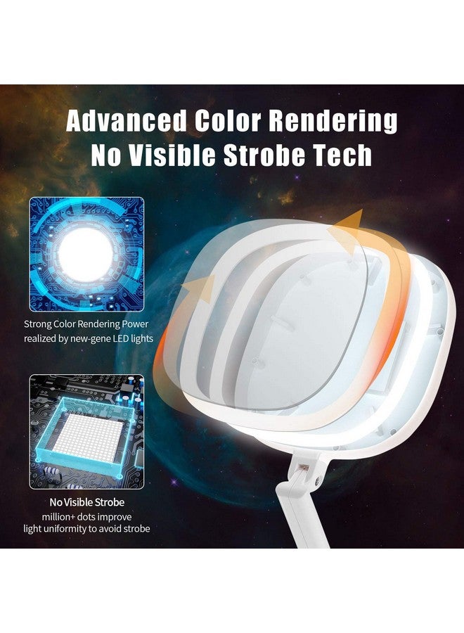 Lighted Makeup Mirror 1X8X Double Sided Magnifying Mirror Vanity Mirror With Lights Smart Design With Brightness&Angle&Height Adjustability Folding Compact Mirror Led Mirror For Travel