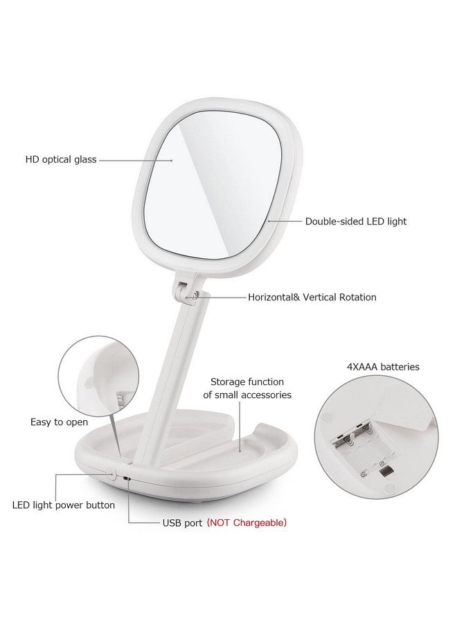 Lighted Makeup Mirror 1X8X Double Sided Magnifying Mirror Vanity Mirror With Lights Smart Design With Brightness&Angle&Height Adjustability Folding Compact Mirror Led Mirror For Travel