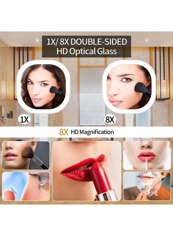 Lighted Makeup Mirror 1X8X Double Sided Magnifying Mirror Vanity Mirror With Lights Smart Design With Brightness&Angle&Height Adjustability Folding Compact Mirror Led Mirror For Travel