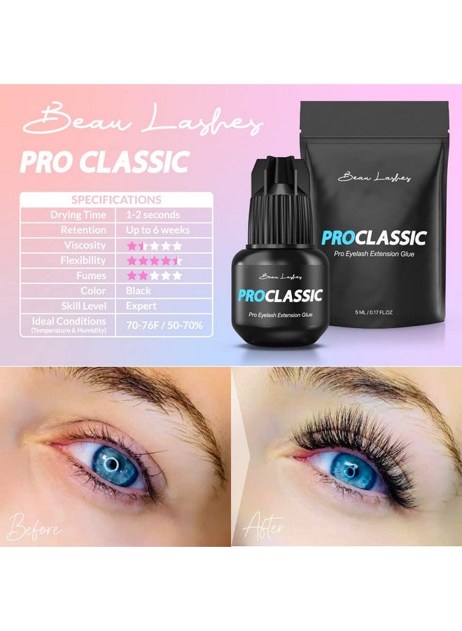 Super Strong Classic Eyelash Extension Glue For Professionals Strongest Black Lash Adhesive For Long Lasting Semi Permanent Individual Lash Extensions 12S Fastest Drying & Up To 6 Weeks Retention