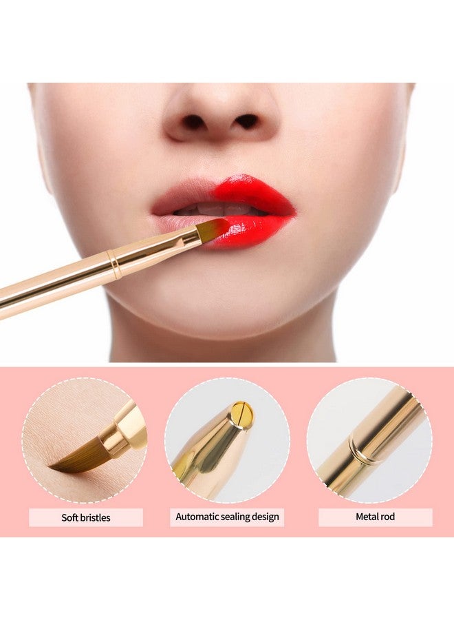 [2 Pack] Lip Brush For Lipstick Retractable Lip Brushes Dualended Makeup Brush For Lipstick Lip Gloss Include Lid