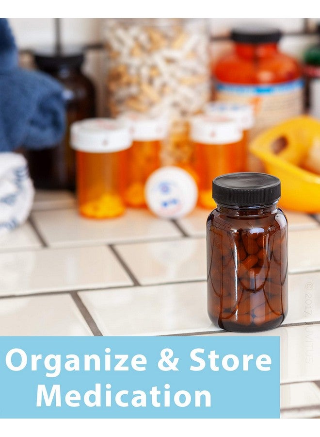 2.5 Oz75 Ml Amber Glass Packer Bottle With Black Ribbed Lid (24 Pack)