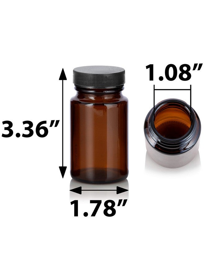 2.5 Oz75 Ml Amber Glass Packer Bottle With Black Ribbed Lid (24 Pack)