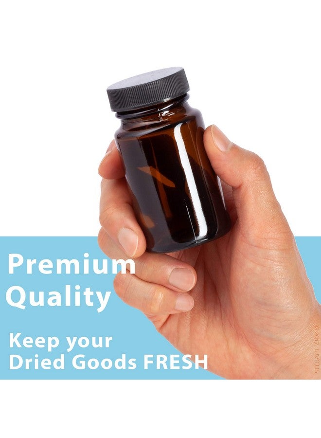 2.5 Oz75 Ml Amber Glass Packer Bottle With Black Ribbed Lid (24 Pack)