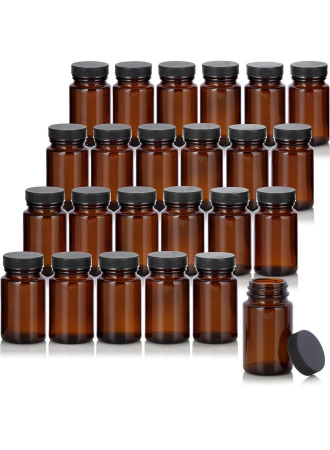 2.5 Oz75 Ml Amber Glass Packer Bottle With Black Ribbed Lid (24 Pack)