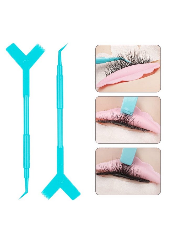 50 Pcs Y Shape Eyelash Brush Eyelash Lift Brush Makeup Beauty Tool For Lash Graft Brush Eyelash Extension Cleanup Supplies (Blue)