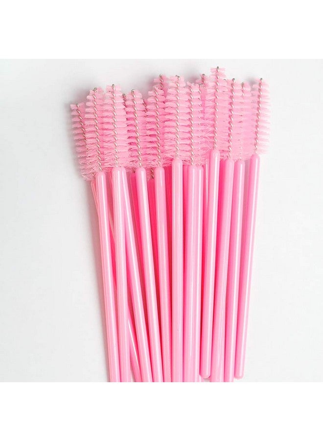 Eyelash Spoolie Brushes 100Pcs Mascara Wands Eyebrow Brush Cleaner Applicator Makeuptools False Eyelashes Extension (Pink100 Count)