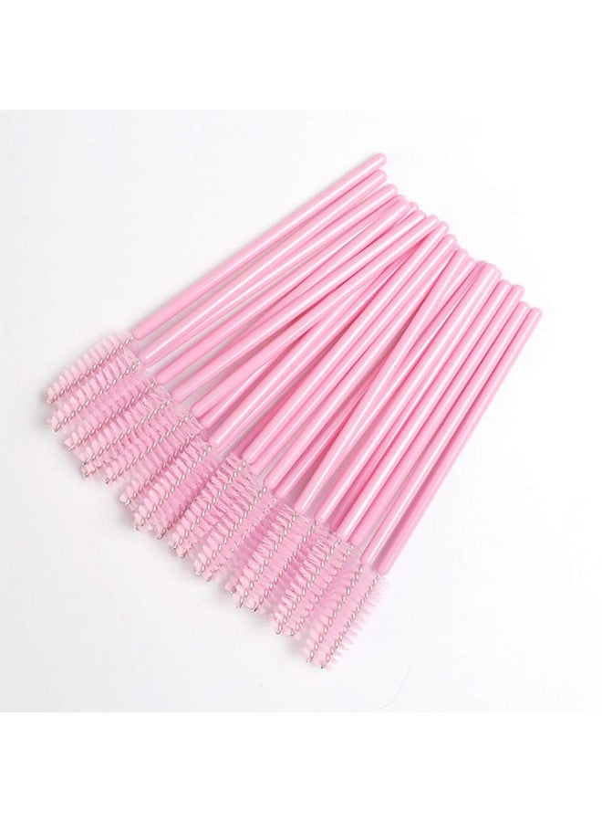 Eyelash Spoolie Brushes 100Pcs Mascara Wands Eyebrow Brush Cleaner Applicator Makeuptools False Eyelashes Extension (Pink100 Count)