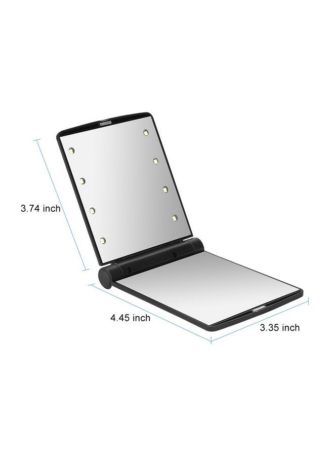 Makeup Mirror Compact Mirror Travel Folding With Lights Portable Handheld Mini Pocket For Purse Size Mirrors Women (Black)