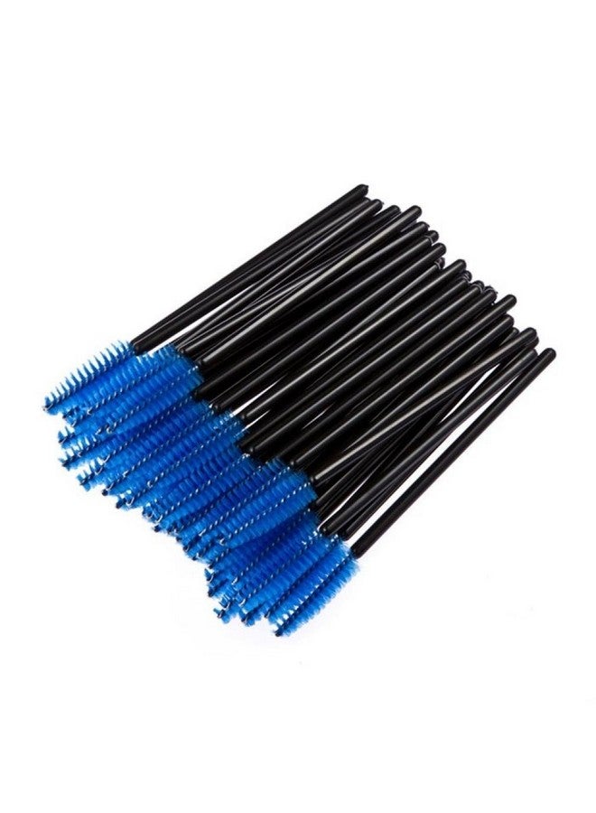 50 Pcs Disposable Mini Eyelash Eye Lash Makeup Brush Mascara Wands Applicator Blue