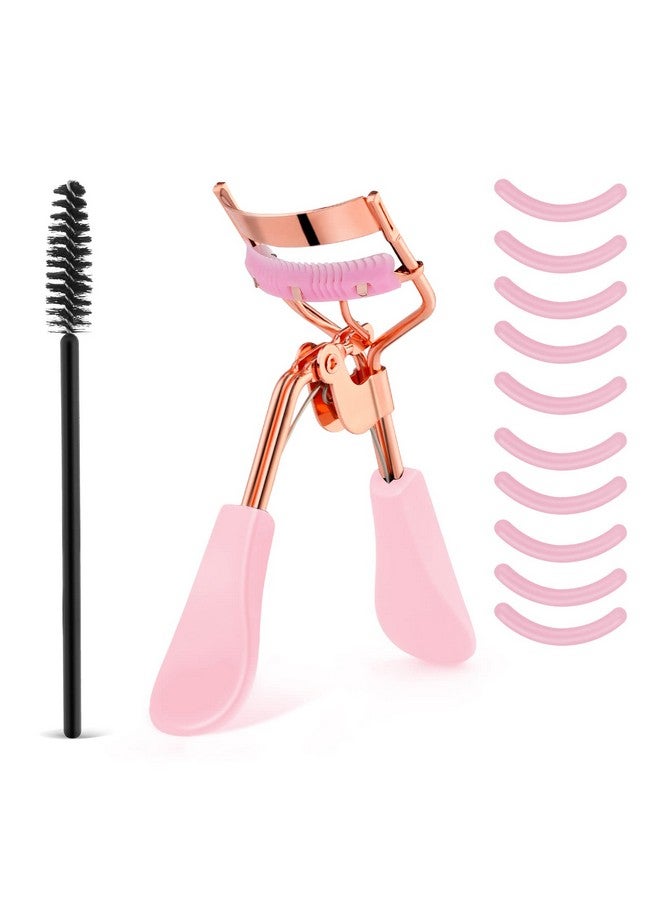 Eyelash Curler Kit Metal Eye Lashes Curler Professional Makeup Tool With Builtin Comb Eye With 10 Replacement Refill Pads Get Dramatically Curled Eyelashes For Women Girl (Pink)