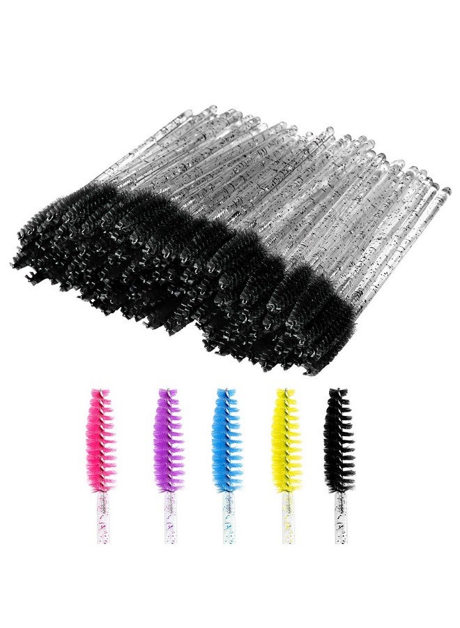 200 Pcs Disposable Crystal Eyelash Mascara Brushes Wands For Eye Lash Extension Eyebrow And Makeup (Black)