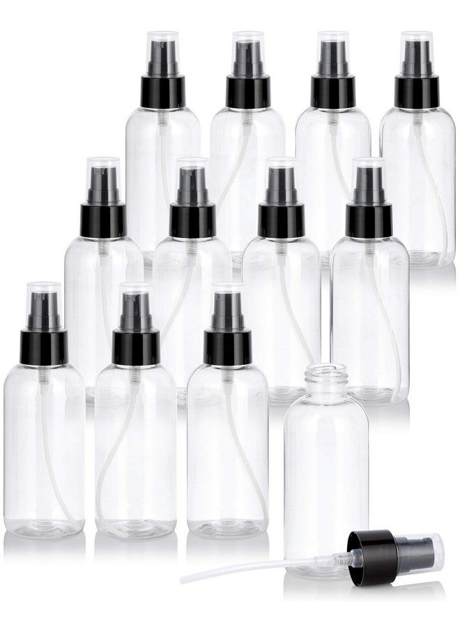 4 Oz120 Ml Plastic Pet Boston Round Bottle (Bpa Free) With Black Treatment Pump (12 Pack) (Clear)