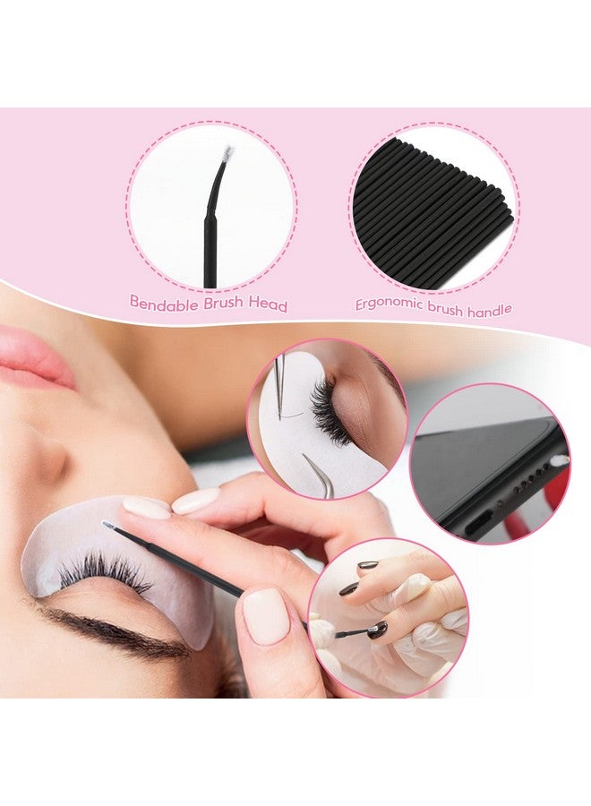 300Pcs Eyelash Extension Supplies Kit 100Pcs Disposable Lip Wands 100Pcs Mascara Brush Applicators 100Pcs Micro Brushes For Eyebrow Eyelash Extension And Makeup Kits (Black）