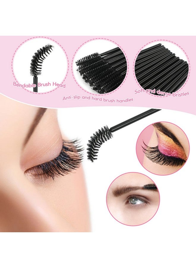 300Pcs Eyelash Extension Supplies Kit 100Pcs Disposable Lip Wands 100Pcs Mascara Brush Applicators 100Pcs Micro Brushes For Eyebrow Eyelash Extension And Makeup Kits (Black）