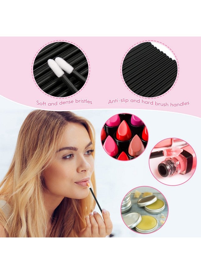 300Pcs Eyelash Extension Supplies Kit 100Pcs Disposable Lip Wands 100Pcs Mascara Brush Applicators 100Pcs Micro Brushes For Eyebrow Eyelash Extension And Makeup Kits (Black）